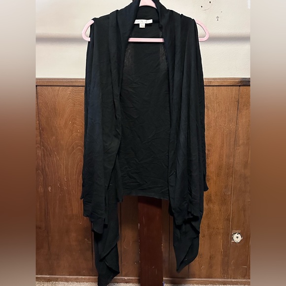 Boston Proper wool blend open front cold shoulder cardigan - Picture 1 of 5